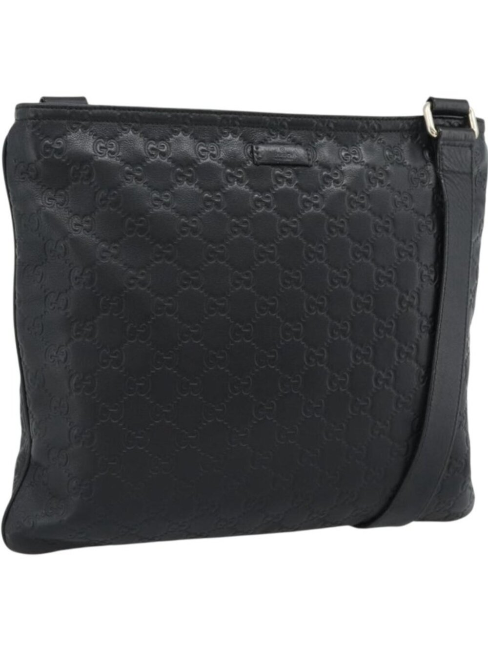GUCCI GG Canvas Guccissima Shoulder Bag Leather Black Gold 201446